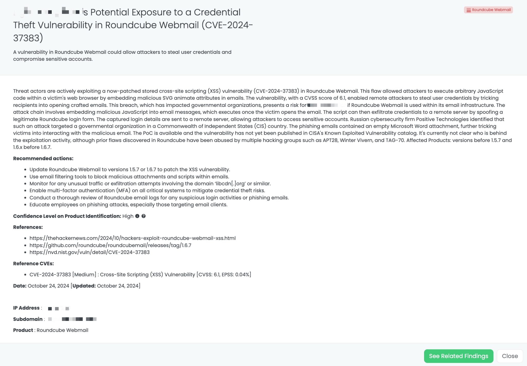 Black Kite’s Roundcube Webmail FocusTagTM details critical insights on the event for TPRM professionals.