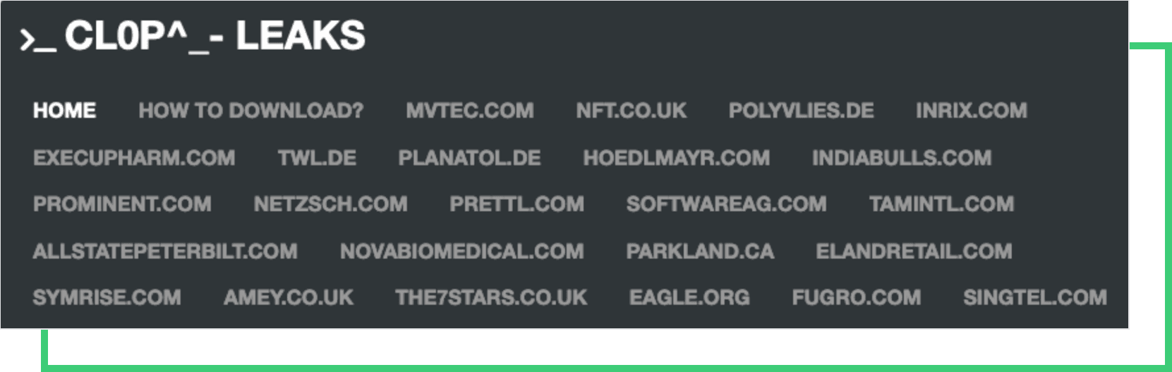 The affected companies published on Clop’s Leaks
